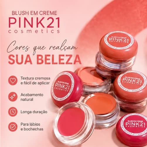 BLUSH E LIPSTICK EM CREME PINK 21 LIP&CHEEK