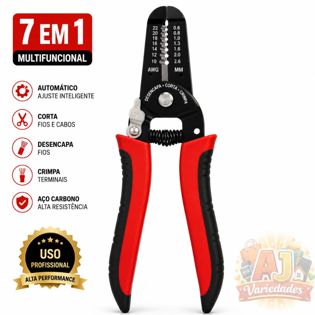 Alicate Desencapador de Fios Profissional Corta Crimpa Cabos
