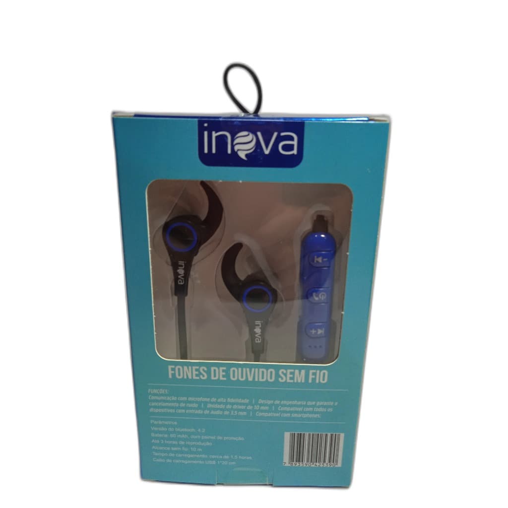 Fone De Ouvido Sem Fio Azul Designe Compacto Inova Fon-8510