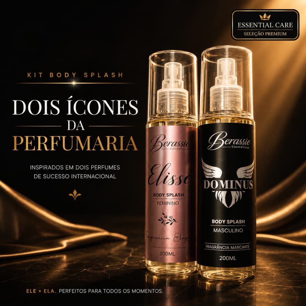 Kit Body Splash Masculino e Feminino 200ml Inspirado Invictus e Delina Perfume Importado Fragrância Marcante
