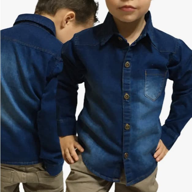 Camisa Jeans Infantil Juvenil Menino Masculina Criança