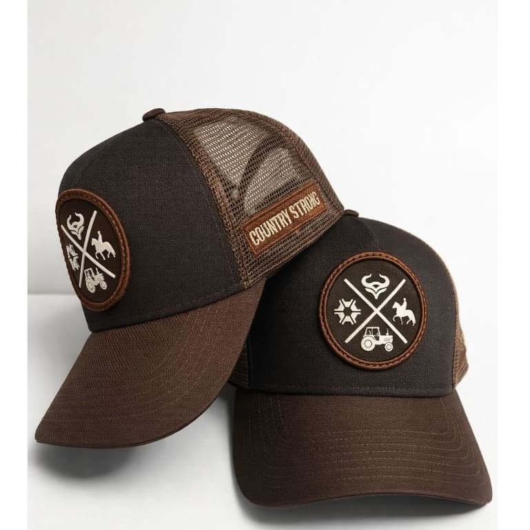Boné Country Strong Original Bordado em Alto Relevo Chapéu Masculino Telinha Trucker Tela