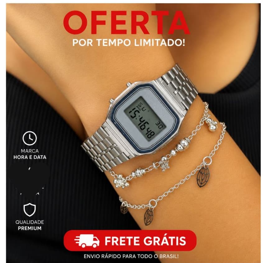 Kit Relógio Feminino Com Pulseira Relógio Esportivo Prata