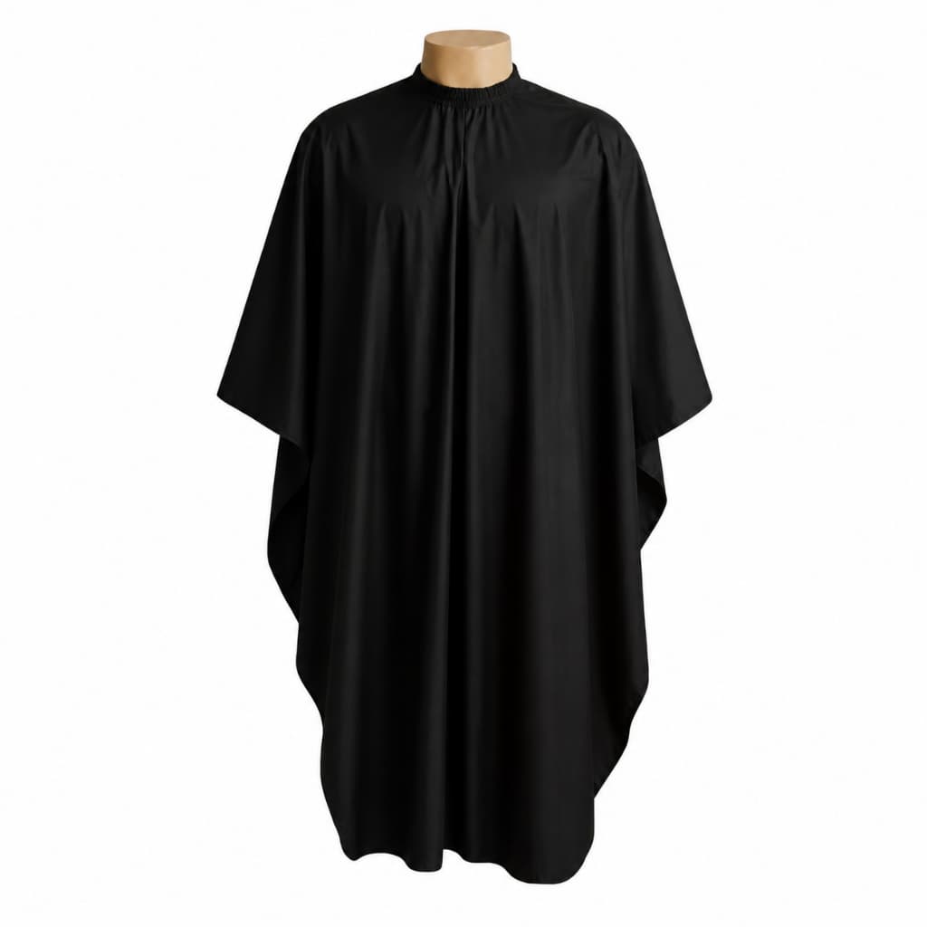 Capa De Corte Barbeiro Profissional Preta Lisa Com Zíper  CETIM top