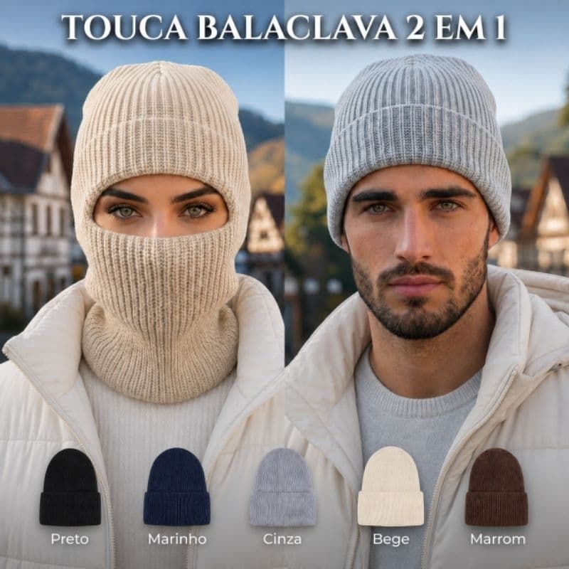 Touca Balaclava  Lã Unissex Proteção Térmica Resistente  Frio Inverno Motoboy