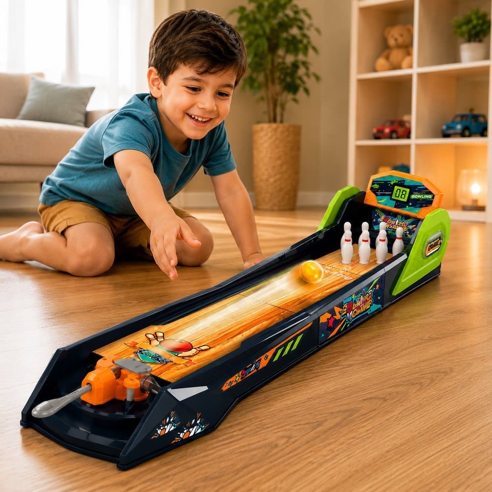 Jogo de Boliche Infantil Arcade Brinquedo Educativo com Pinos e Bola para Crianças
