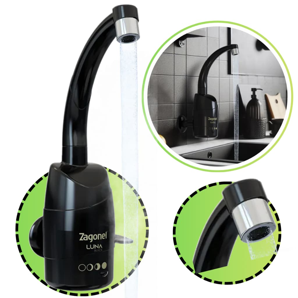 Torneira Eletrica Parede Preta Luna Black 127v/220v 5500w