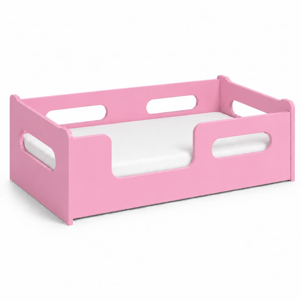 Cama Infantil Montessoriana Encanto Rosa Sem Colchão Quarto De Criança Grade De Proteção Em Madeira MDF
