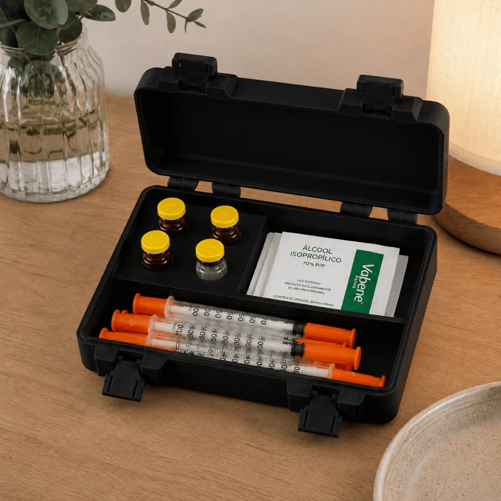 Estojo Case Frasco Porta Ampolas 10ml Peptídeos Preto