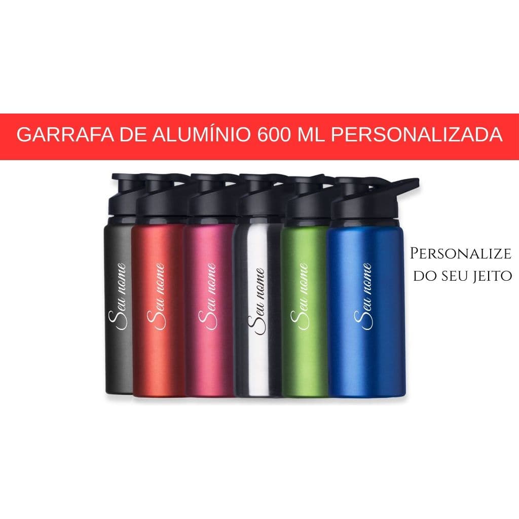 Squeeze garrafa de Alumínio cor metalizada 650ml personalizada com alça