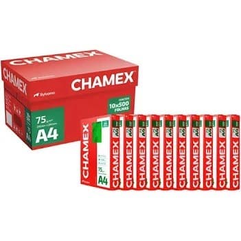 Papel Sulfite A4 Chamex 75g – Caixa com 10 Pacotes (5.000 Folhas)