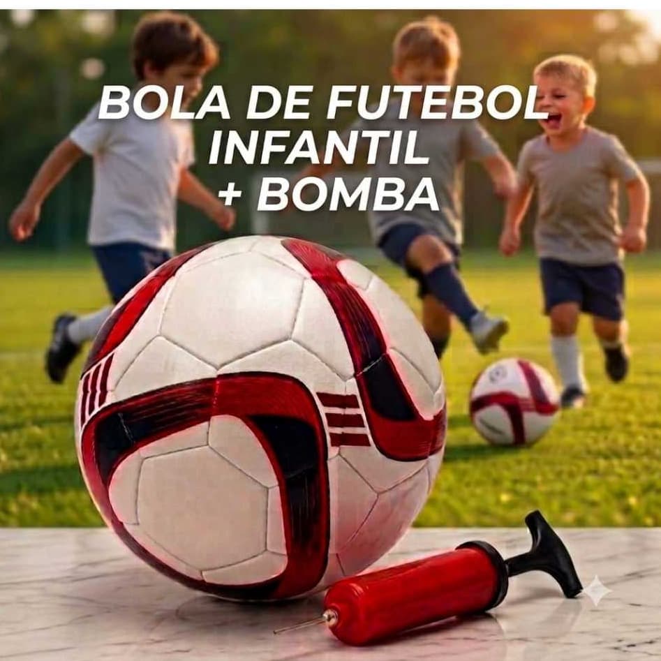 bola de futebol + bomba para Crianças Jogarem Campo e Quadra, Material Durável, Costura Reforçada, Alta Qualidade