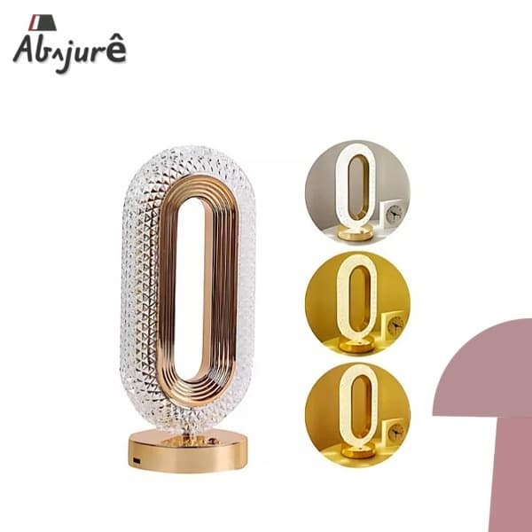 Abajur de Cabeceira Cristal LED 3 Tons Ajustáveis Luminária Luxuosa Decoração para Quarto Casa Sala Escritório