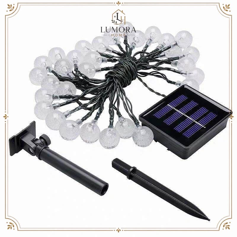 LUMORA HOME 20/50/100 LED Energia solar Varal De Luzes área externa ate 20mCom Lâmpadas LED Amarelas