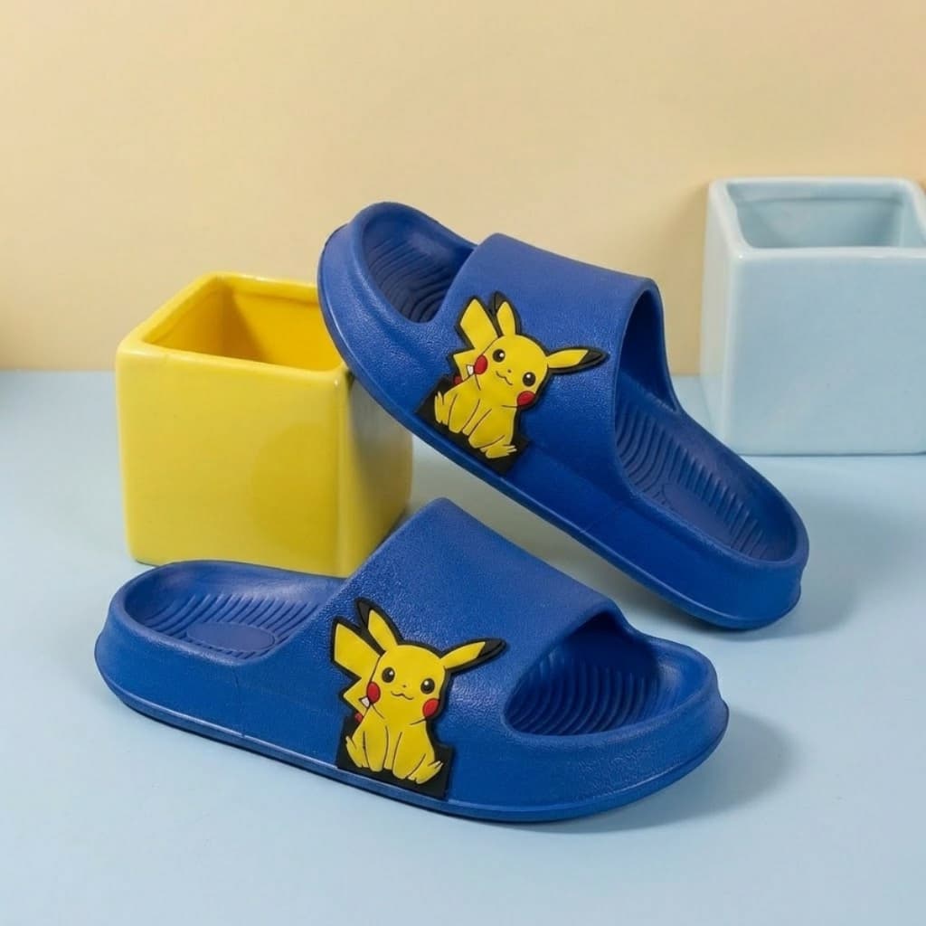 Slide Infantil Menino Chinelo Pikachu Juvenil Nuvem para Casa em Geral, para Quarto, para Presente