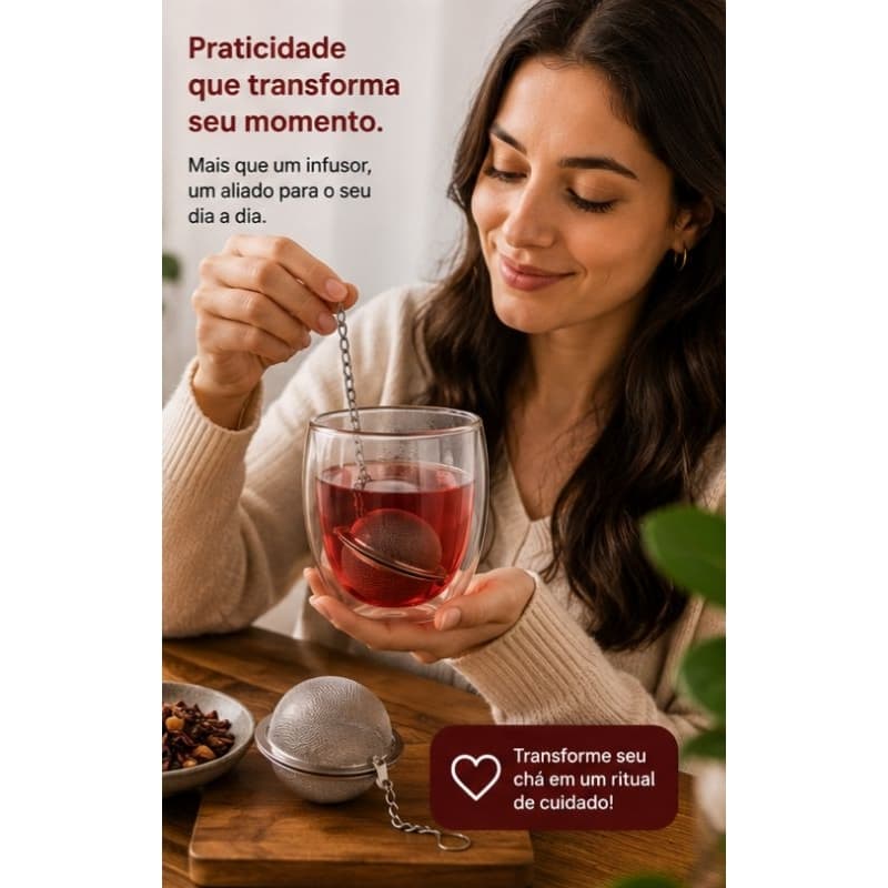 Infusor de Chá Globo Aço Inox 5cm Filtro Reutilizável Peneira para Chá Ervas Especiarias Gourmet