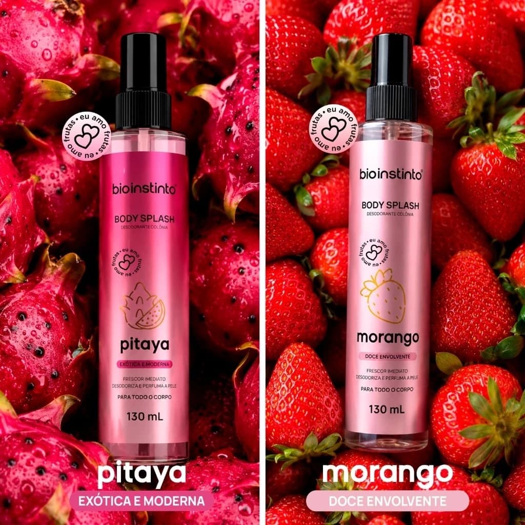 🌸🍓KIT 2 Body Splash Frutas Bio Instinto 130ml – Pitaya e Morango