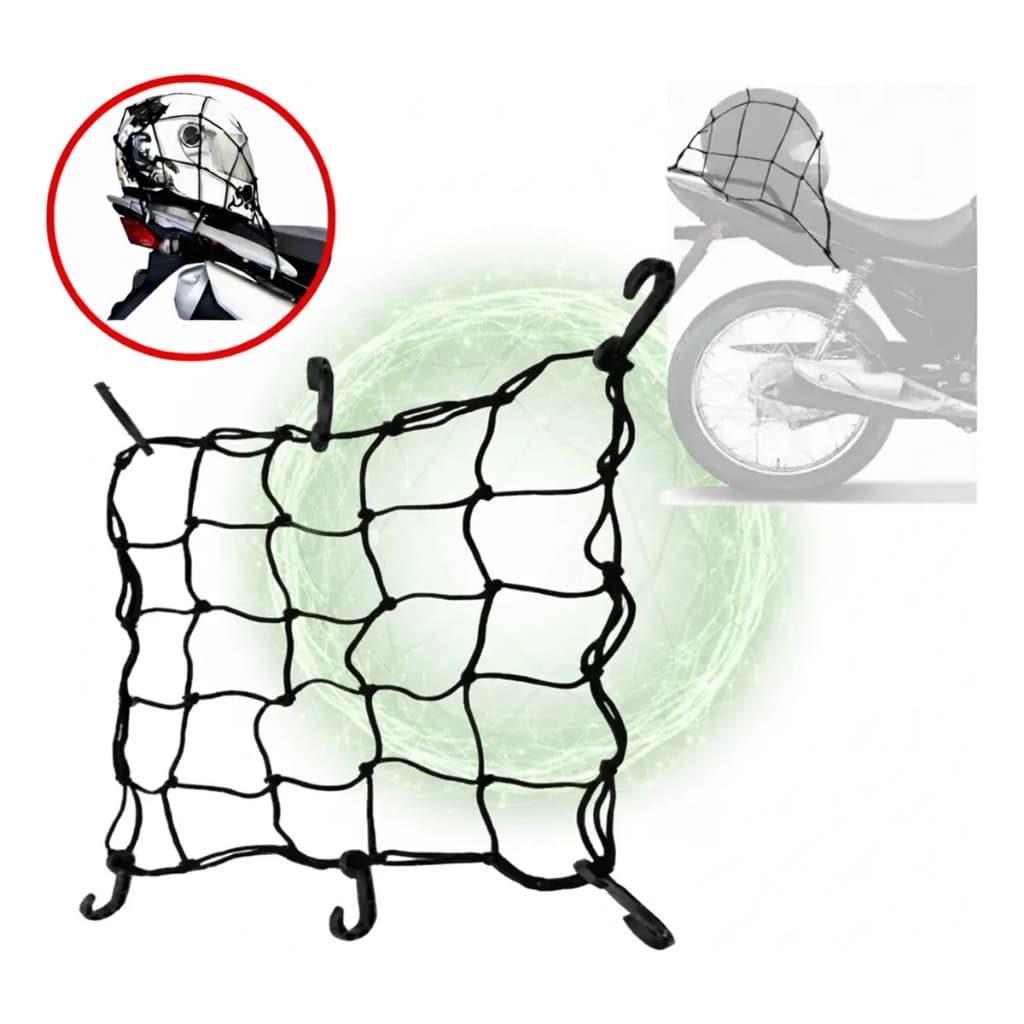 Rede Para Capacete Elástica Aranha  E Bagageiro Moto 40x40cm Com Ganchos Transporte Seguro Reforçada