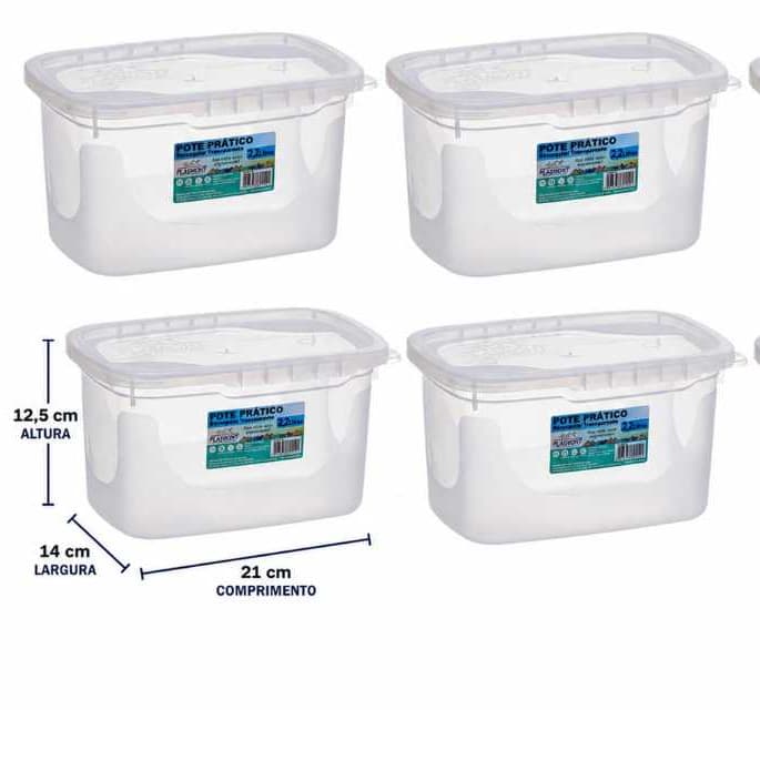Kit Pote Prático 2,2L Transparente | Organizador de Mantimentos Premium