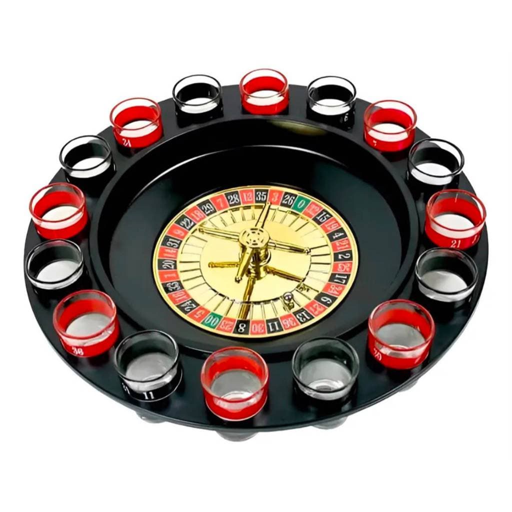 Jogo De Roleta Drink Shot 16 Copos Vidro Bebida Cassino