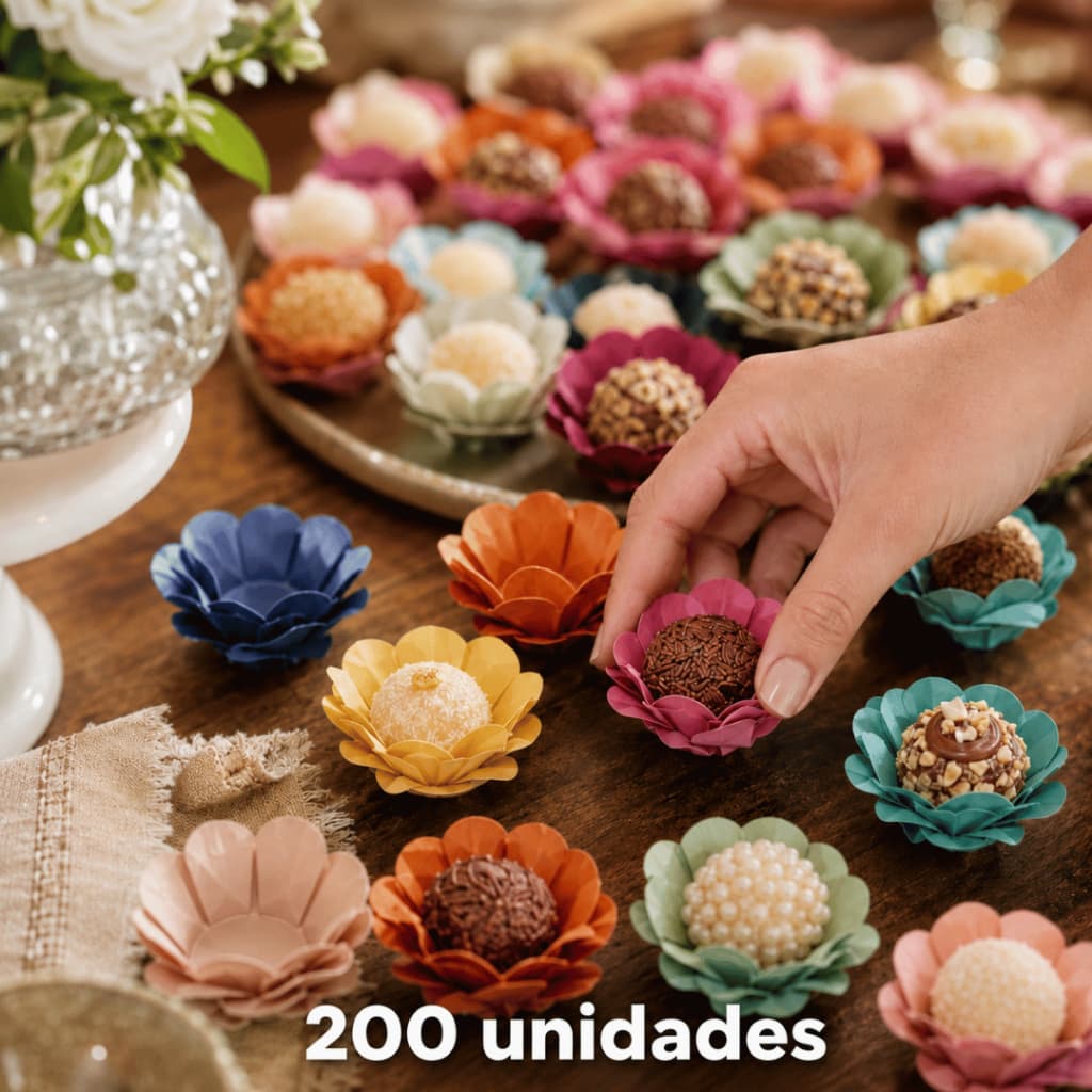 200 Forminhas de Doces Finos Flor
