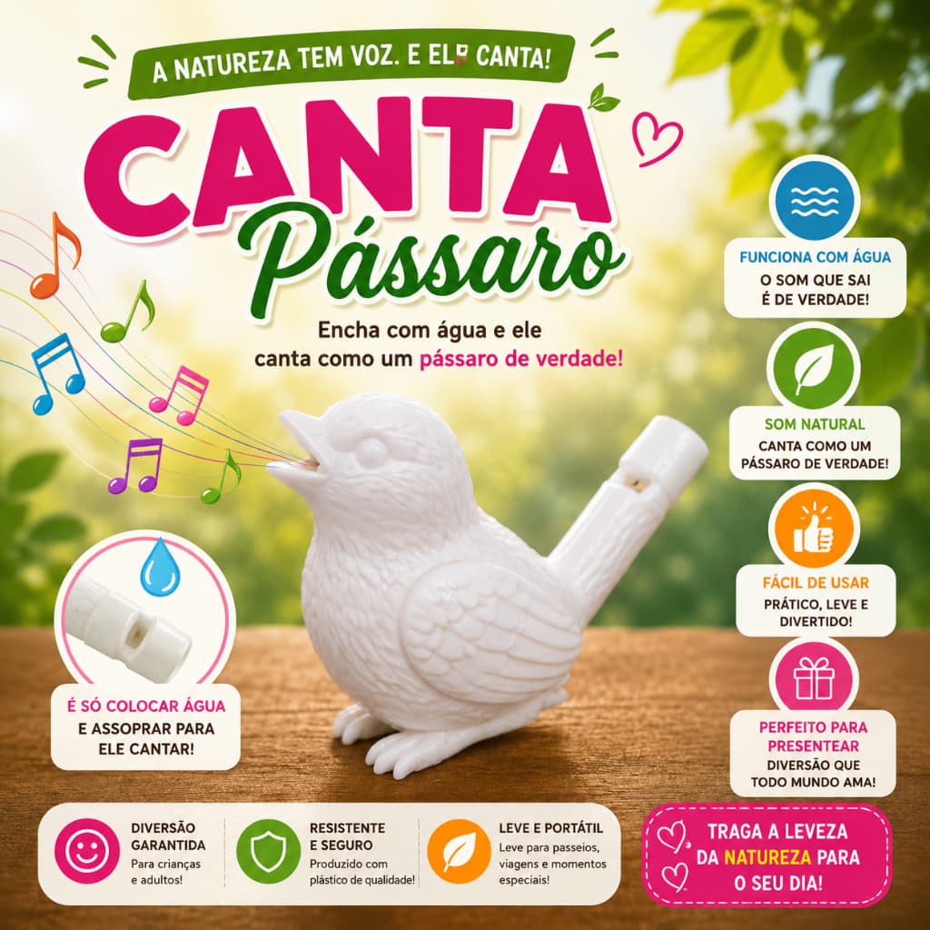 Chaveiro Apito Passarinho com Som Realista | Apito com Água