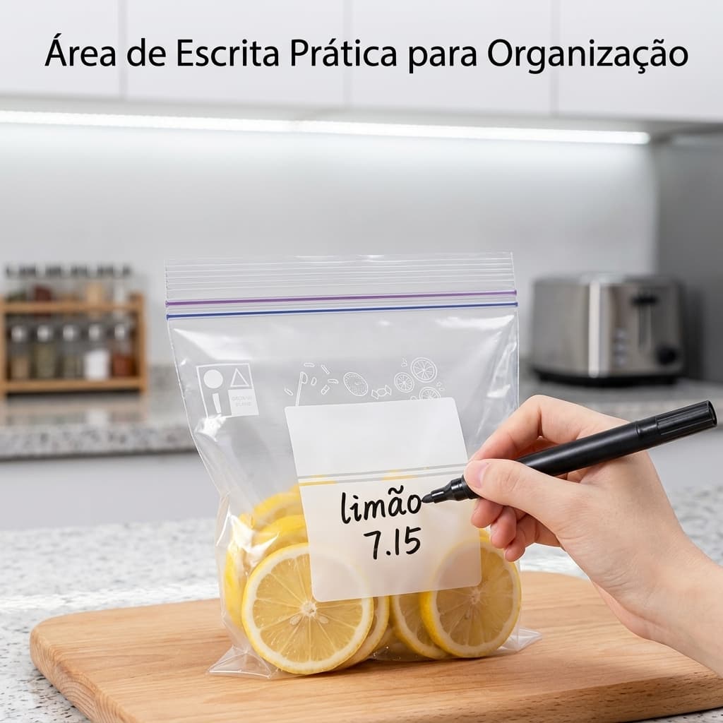 Saco Organizador de Alimentos com Zíper Duplo Hermético Lavável Reutilizável - Sacos de Conservação e Congelamento PE Pr