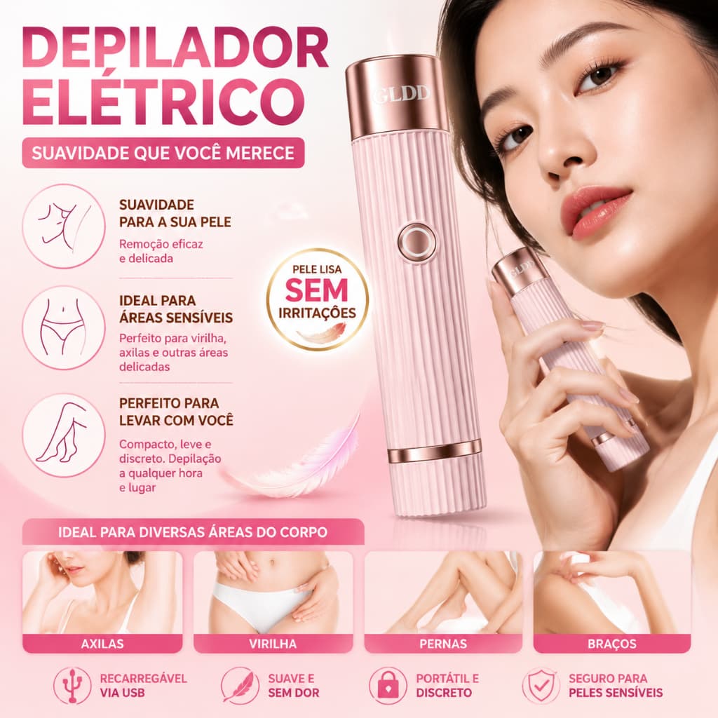 Depilador Eletrico Feminino Recarregável Removedor De Pelos Navalha Dupla- Envio rápido