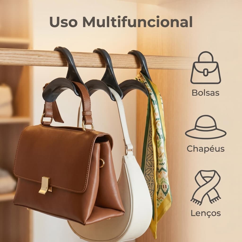 Cabide Prático para Guardar Bolsas de Couro