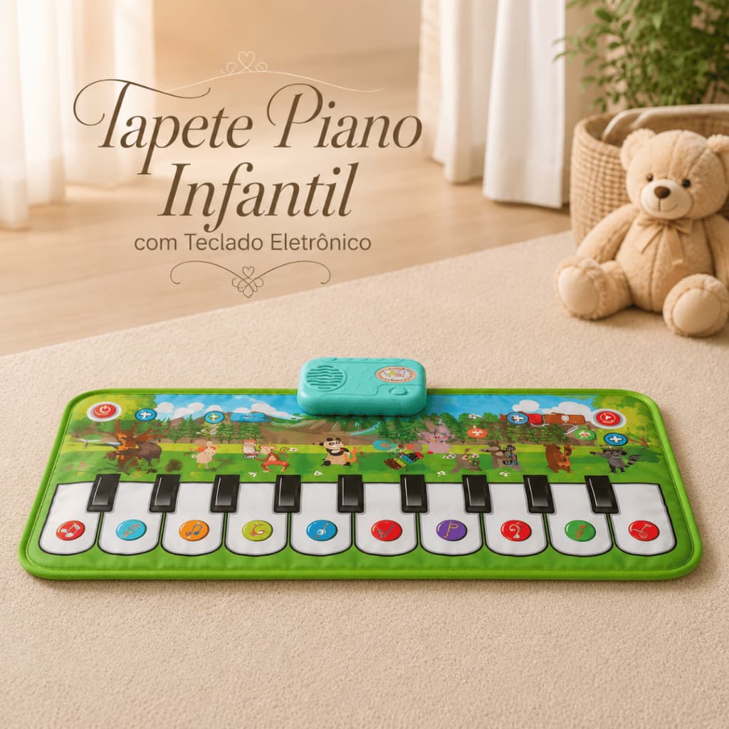 Tapete Infantil Musical Teclado Interativo Eletronico Piano Sons Animais