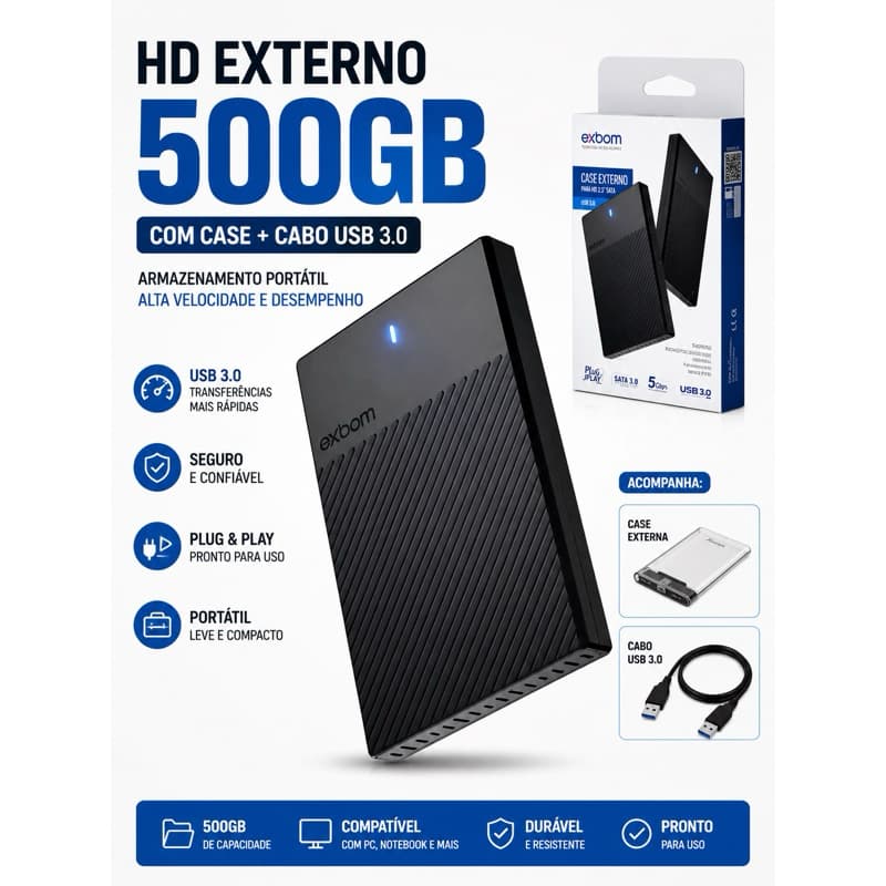 Hd Externo 500gb Usb 3.0 Para Computador Notebook Ps3 Ps4 Xbox