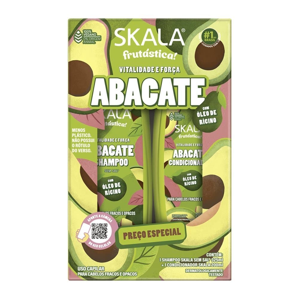 Kit Skala Shampoo e Condicionador Bomba de Abacate e Óleo de Rícino 325ml - Força, Hidratação e Brilho