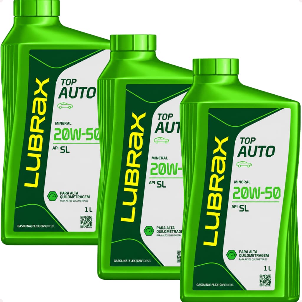 Kit 3 Óleo Motor Top Auto 20w50 Api Sl Petrobras Lubrax Mineral 1 Litro