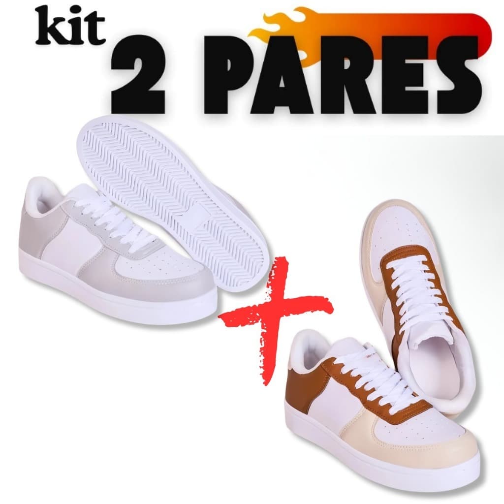 Kit 2 Tênis Feminino Casual Premium Street Style Moderno Confortável Urbano