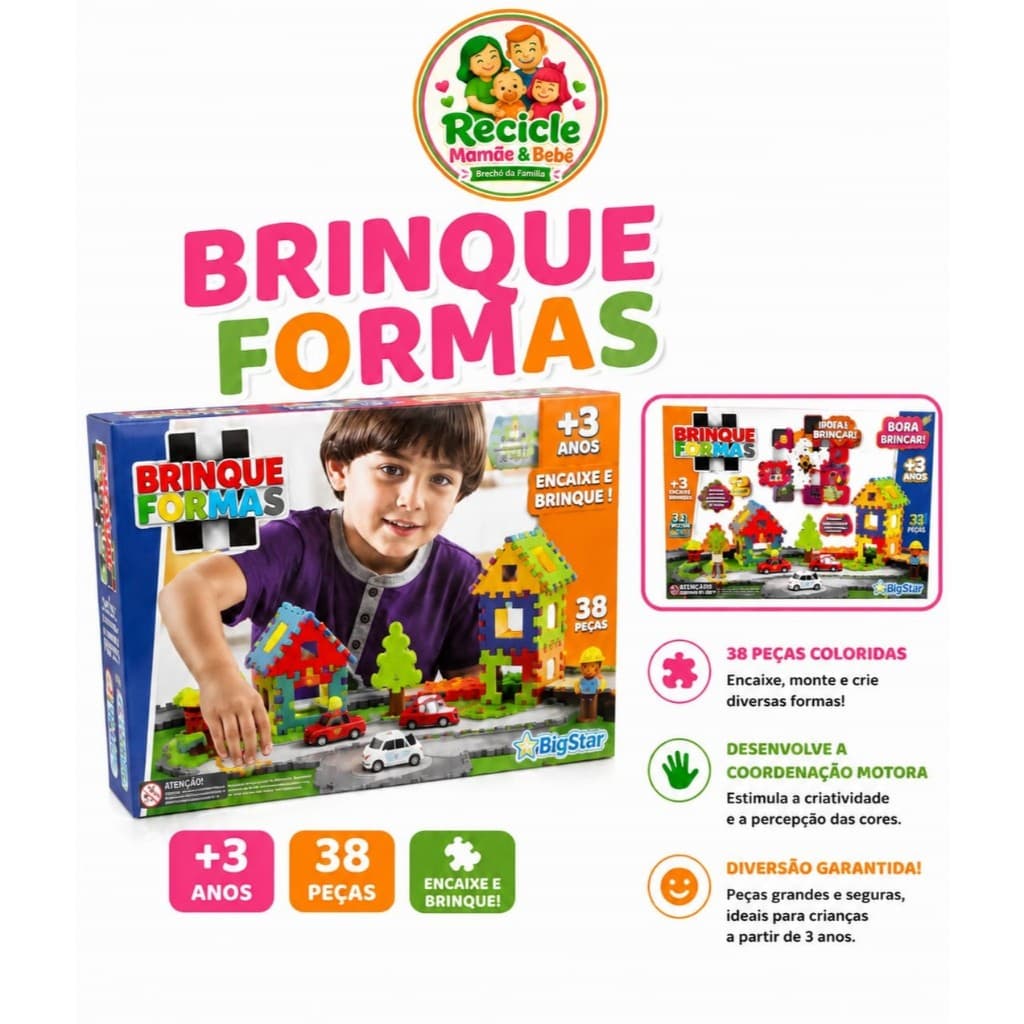 Brinque Formas – Big Star 🧩🚗🏠 (RECICLE MAMÃE E BEBÊ)
