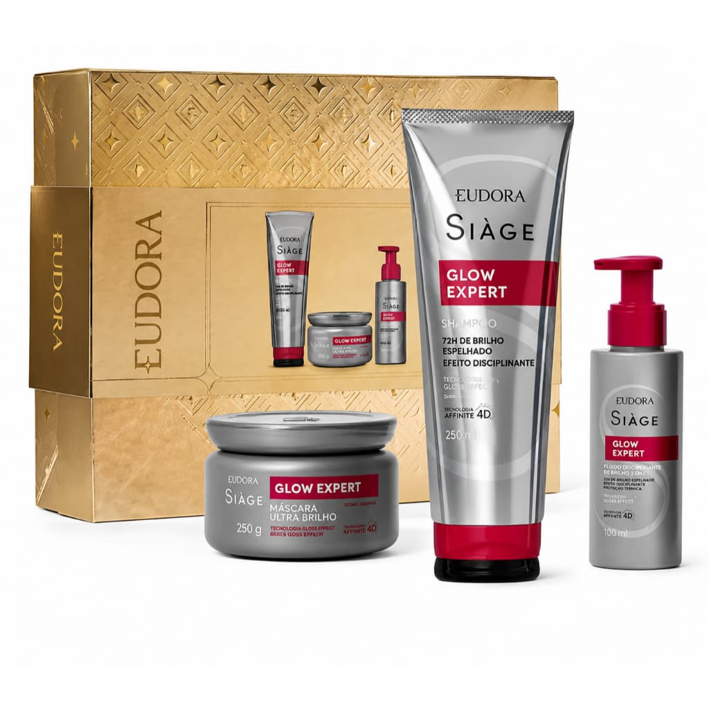 Kit glow expert Shampoo + máscara capilar + leave in presente