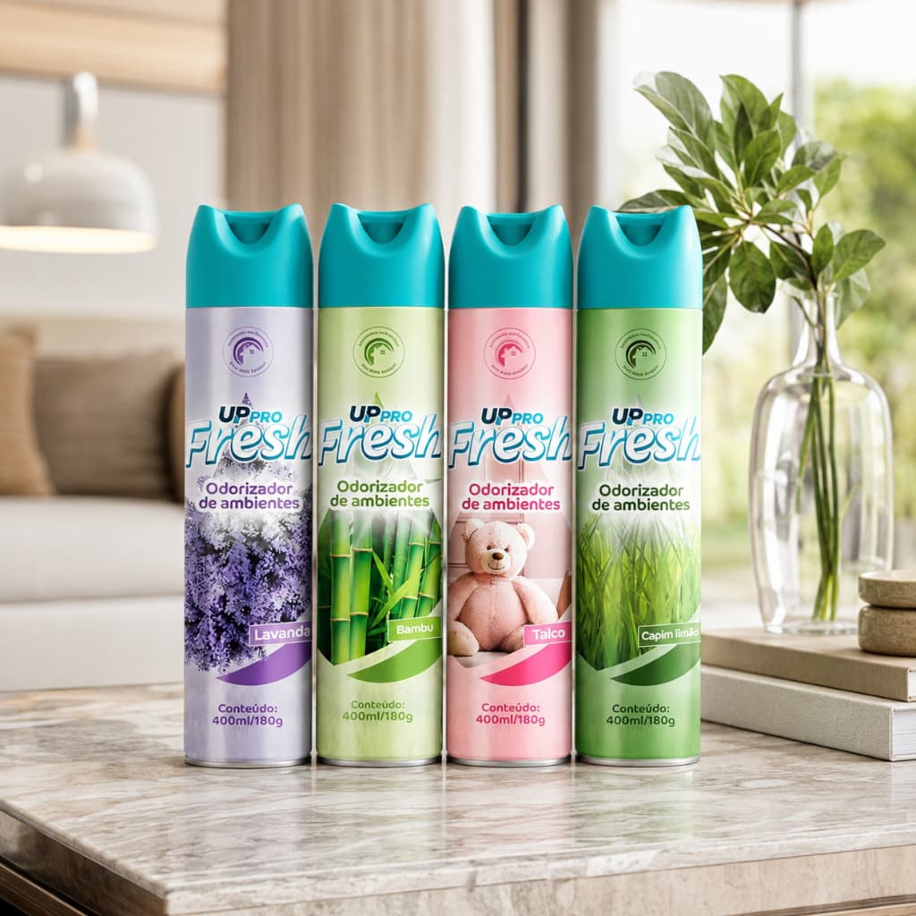 Odorizador de Ambiente UP Fresh 400ml Aerosol – Spray Perfumado Lavanda Bambu Capim Limão Talco