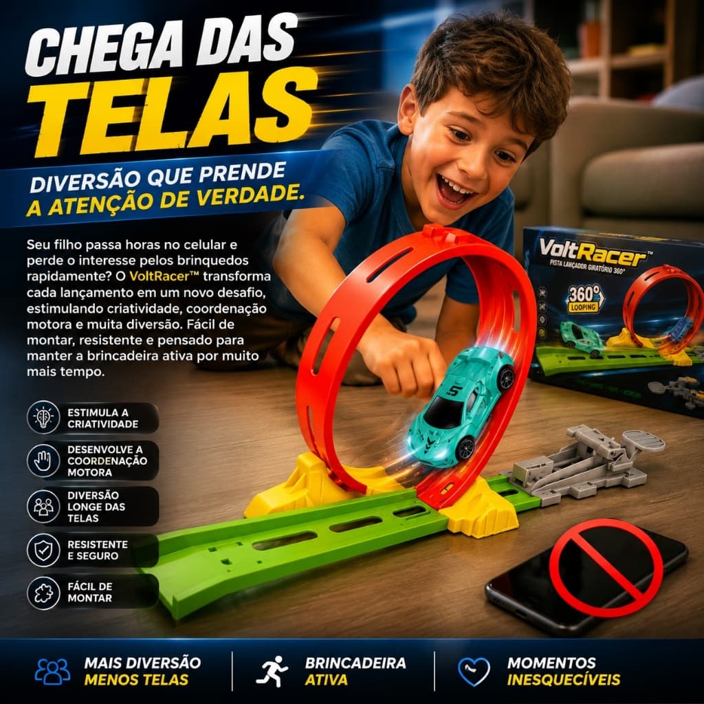 Pista Carrinho Infantil Lançador Giratorio 360 Graus Brinquedo Educativo Modular