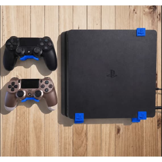 Suporte PS4 Slim Parede Com Suporte de Controle - Minimalista e discreto