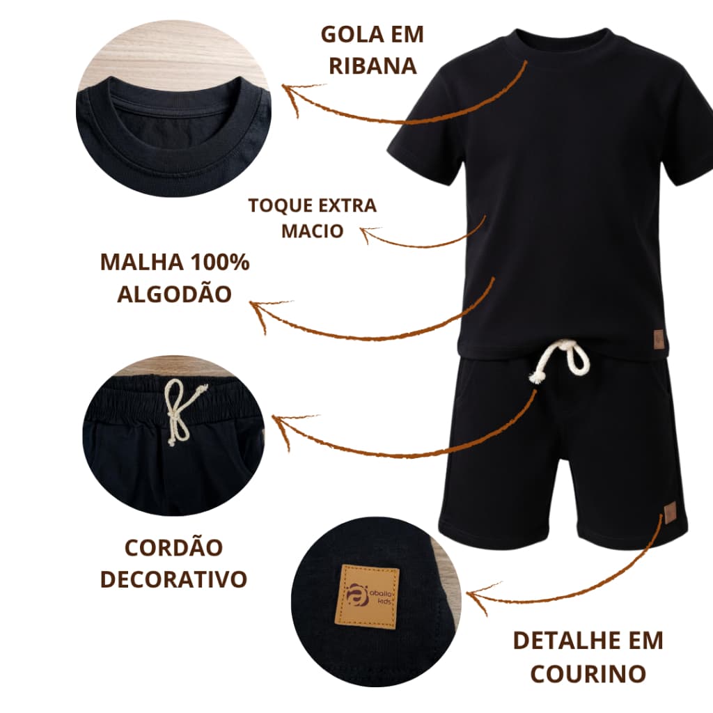 Conjunto Infantil Masculino Kit Roupa Casual para Menino Moda Verão em Algodão