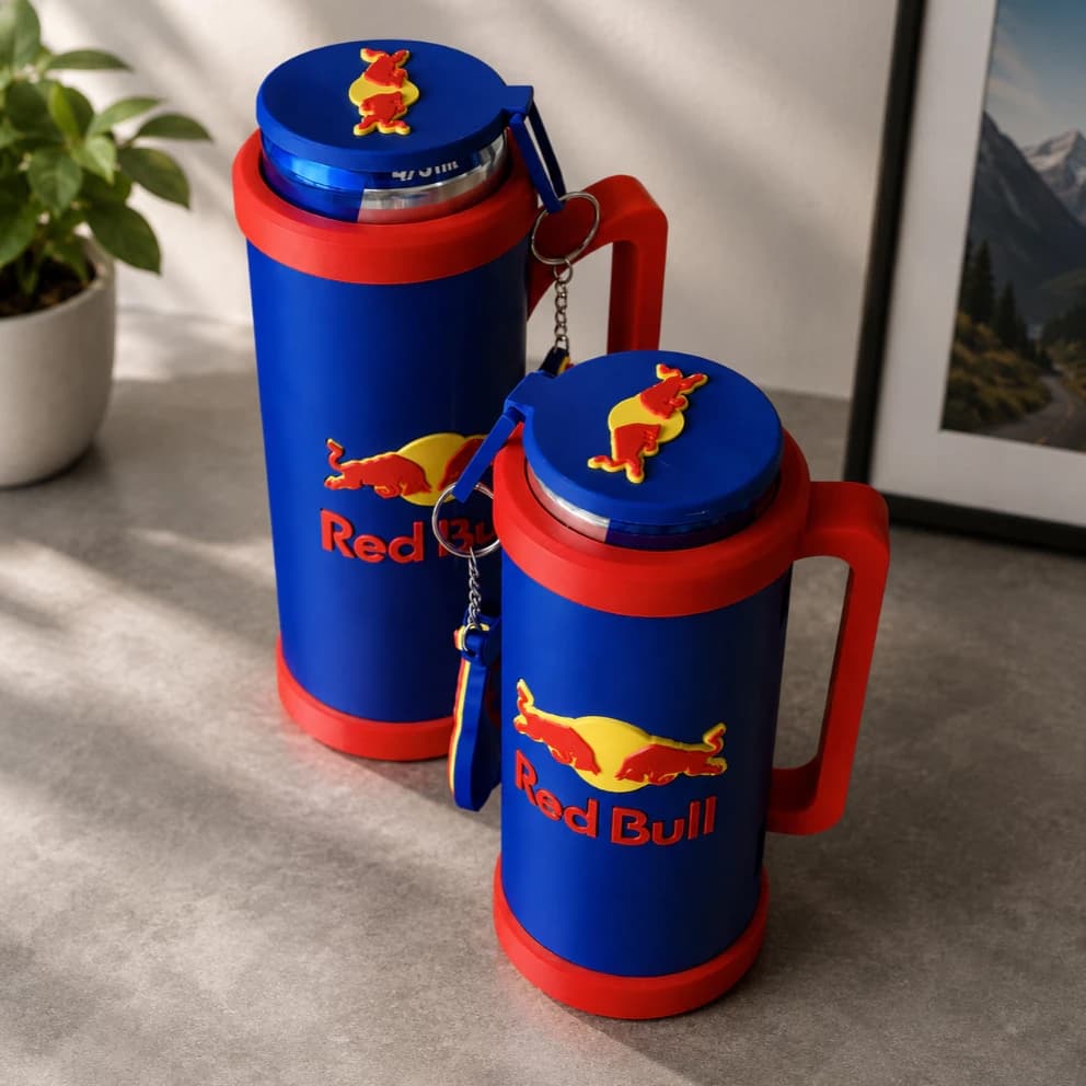 Kit Porta-Lata Red bull 4 em 1 com Abridor, Tampa, Compartimento "Secreto" e Brinde