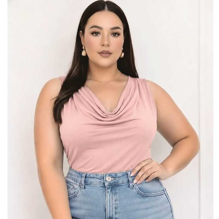 Blusa Feminina regata Plus Size com Gola Boba em suplex  Conforto, Elasticidade e Elegância Casual