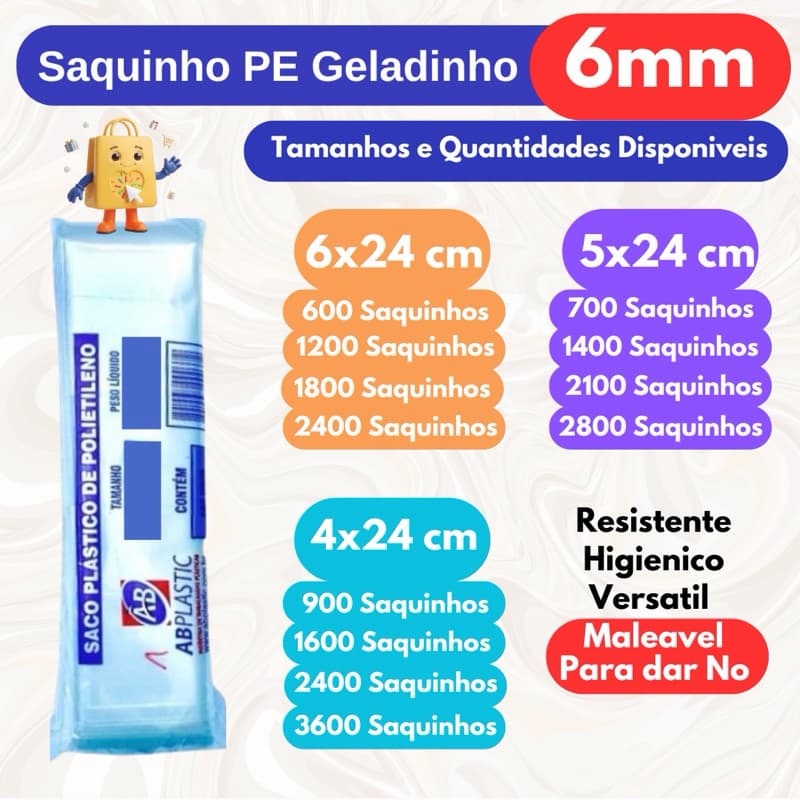 Saquinho 6mm Geladinho Sacole Dindim Chup Chup Tempero Transparente