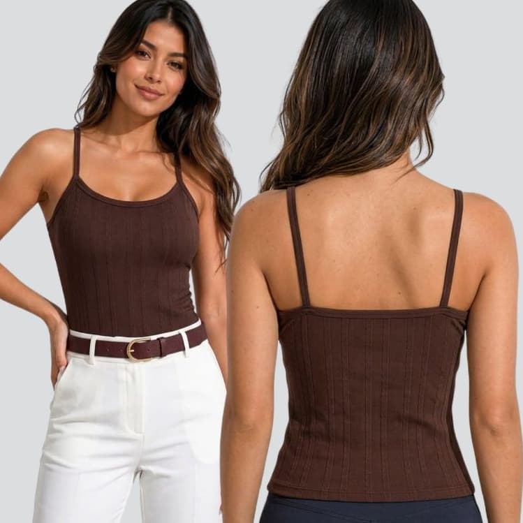 Kit 2 Regatas Femininas com Bojo Ribana Premium Canelada Básica Confortável