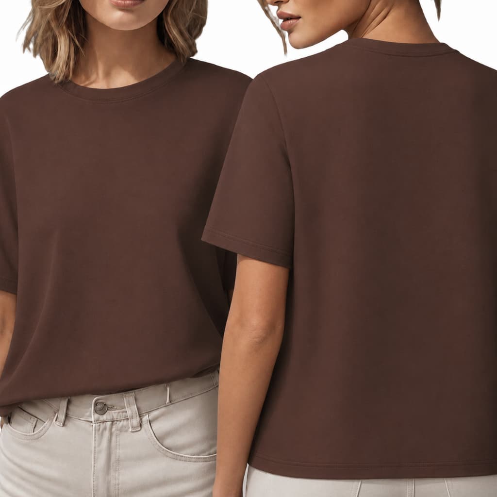CAMISETA FEMININA MARROM ALGODAO MACIA NAO DESBOTA CAMISETA MARROM ALGODAO FEMININO ENVIO RAPIDO NAO DESBOTA CAMISETA AL
