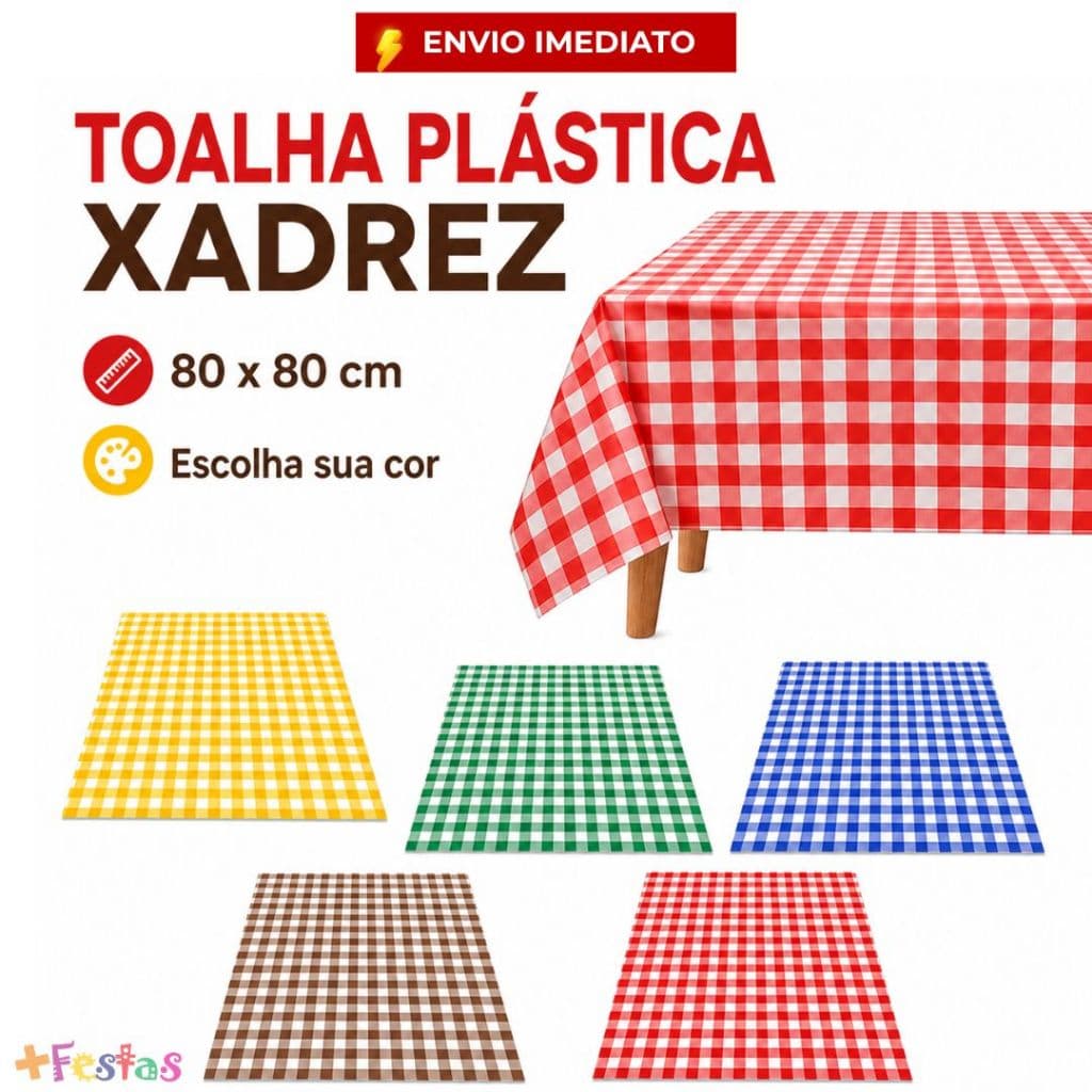10/20/30/40/50 Toalha Plástica Xadrez Decoração Mesa Festa Junina Festa Picnic 80X80CM Cores Vivas