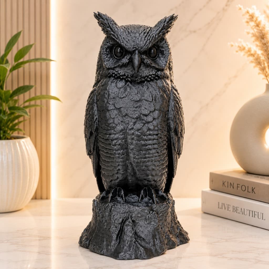 Estátua Decorativa Coruja Enfeite Minimalista Decoração Sala Quarto Mesa