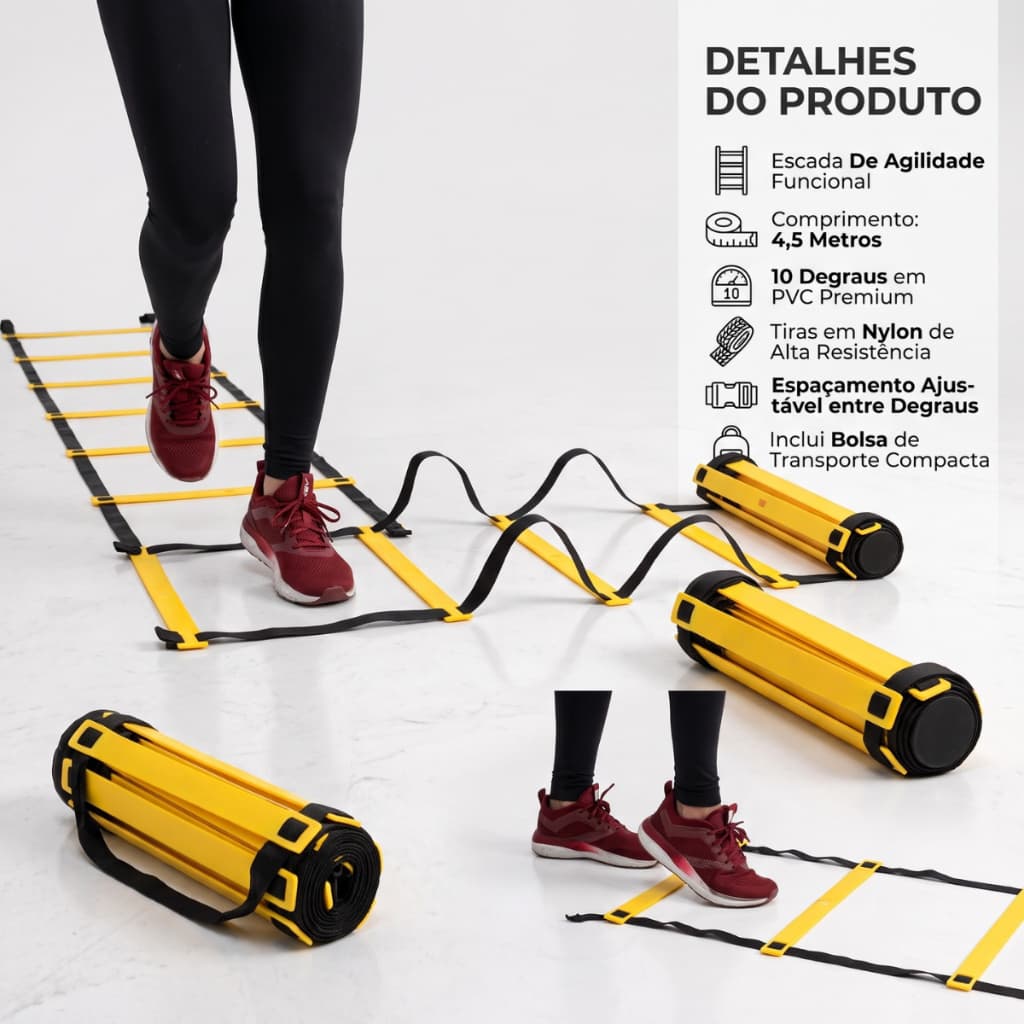 Escada De Agiliada em PVC Para Treino 4,5m 10 Degraus