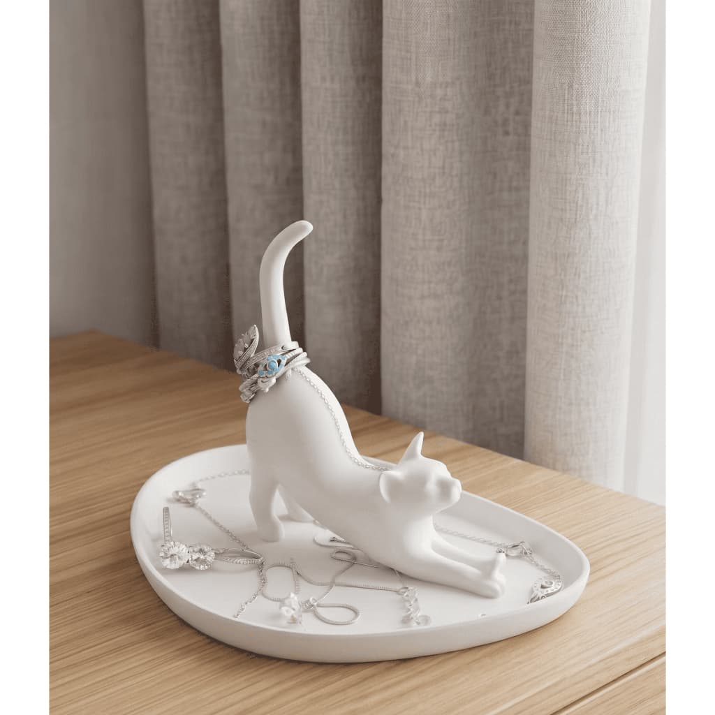 Porta Joias Gato Minimalista Organizador de Acessórios Anéis Colares Gatinho - 3D