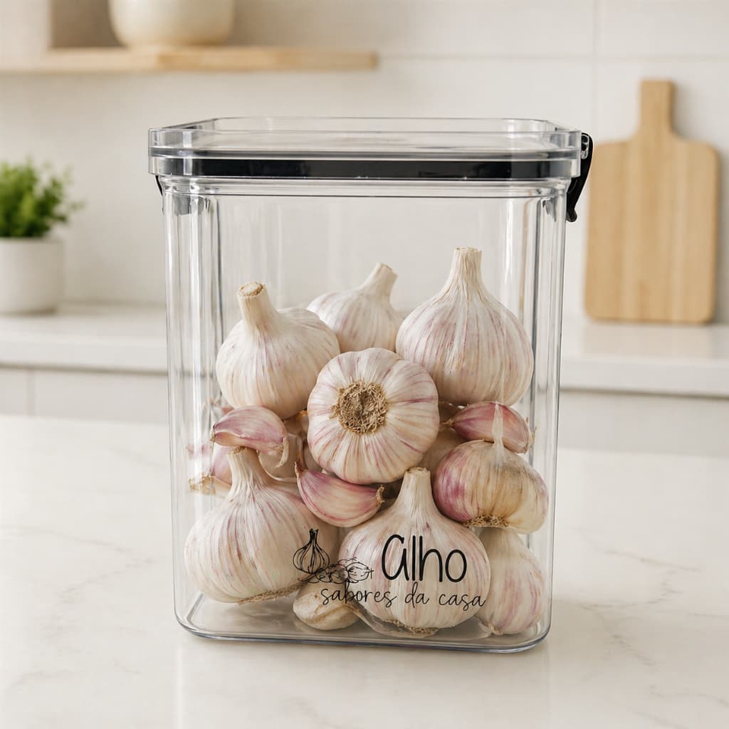 Potes Herméticos Geladeira | 950ml - Porta-Alho, Porta-Cebola | Porta Mantimentos
